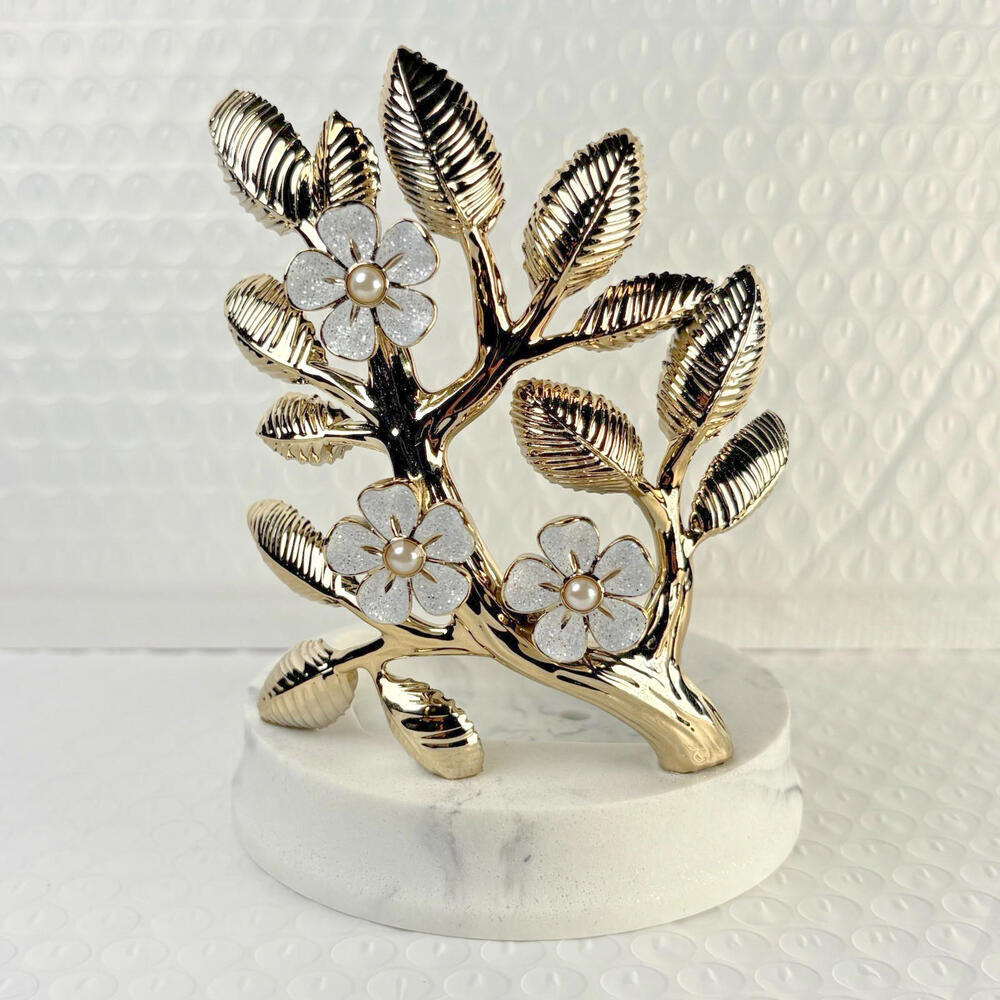 Bath & Body Works Gold‎ Branch White Glitter Flowers Marble Foaming Soap Holder